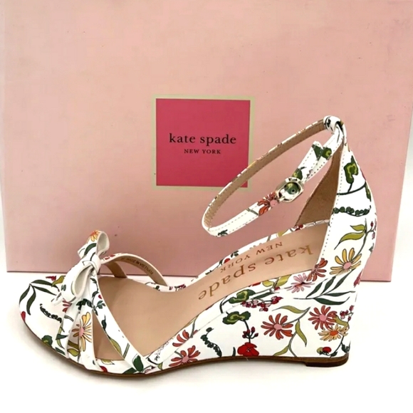 NWT Kate Spade New York Wedge Floral Ankle Strap Garden Heels Summer Sandals - Picture 15 of 15